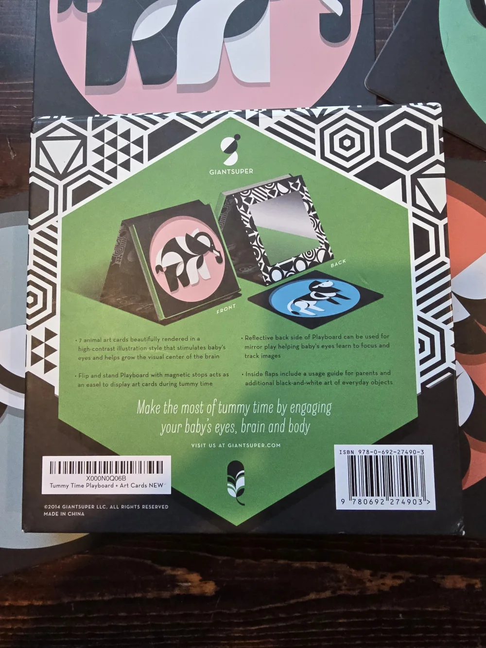 Giantsuper Tummy Time Playboard & High Contrast Animal Art Cards Set Paul Lee